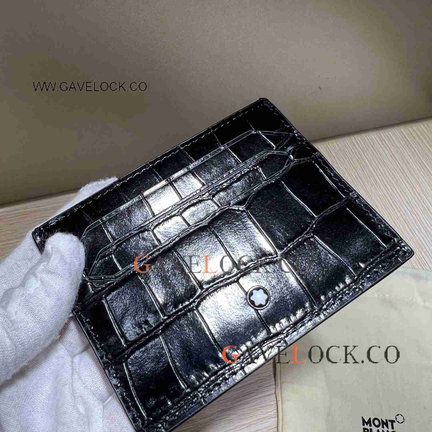 AAA Copy Mont blanc Meisterstuck Card Holder Crocodile leather